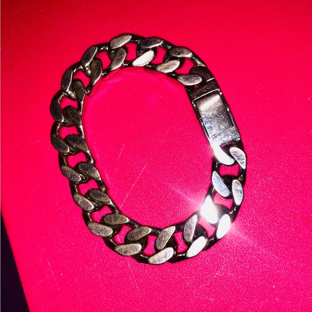 Mens Silver Curb Chain Bracelet Sleek Shining Design Jewelry Watches Accessories